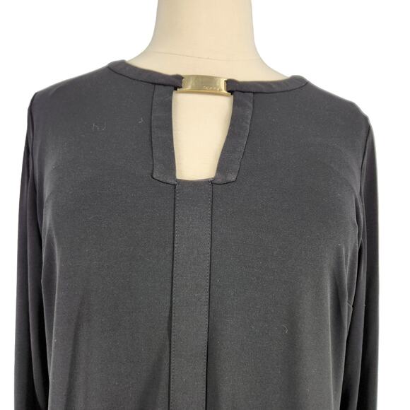 SALE Calvin Klein Jersey Shift Dress with Metal Logo Bar Cutout Neckline 18 - Picture 7 of 8